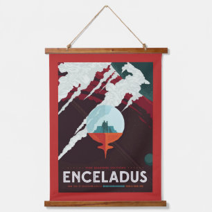 Retro Space Poster-Cassini missie naar Saturnus Hangend Wandkleed