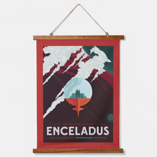 Retro Space Poster-Cassini missie naar Saturnus Hangend Wandkleed (Voorkant)