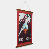 Retro Space Poster-Cassini missie naar Saturnus Hangend Wandkleed (Gebogen)