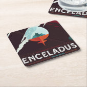 Retro Space Poster-Cassini missie naar Saturnus Kartonnen Onderzetters (Schuin)