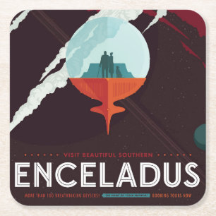 Retro Space Poster-Cassini missie naar Saturnus Kartonnen Onderzetters