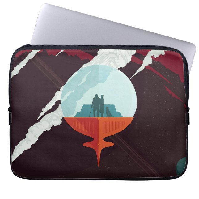 Retro Space Poster-Cassini missie naar Saturnus Laptop Sleeve (Voorkant)