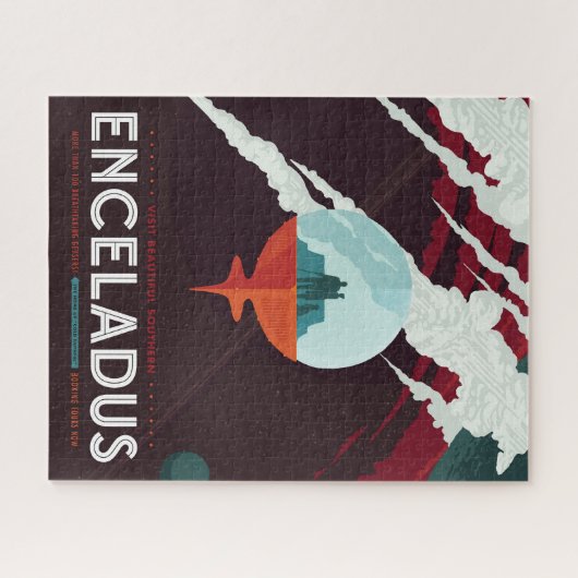 Retro Space Poster-Cassini missie naar Saturnus Legpuzzel (Horizontaal)