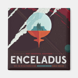 Retro Space Poster-Cassini missie naar Saturnus Magneet