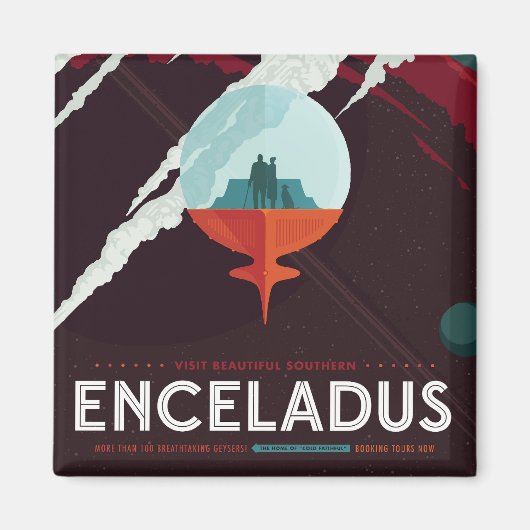 Retro Space Poster-Cassini missie naar Saturnus Magneet (Voorkant)