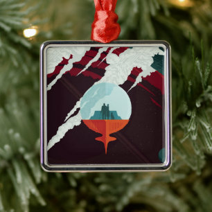 Retro Space Poster-Cassini missie naar Saturnus Metalen Ornament