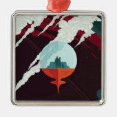 Retro Space Poster-Cassini missie naar Saturnus Metalen Ornament (Voorkant)