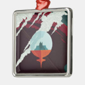 Retro Space Poster-Cassini missie naar Saturnus Metalen Ornament (Links)