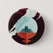 Retro Space Poster-Cassini missie naar Saturnus Ronde Button 5,7 Cm (Voorkant)