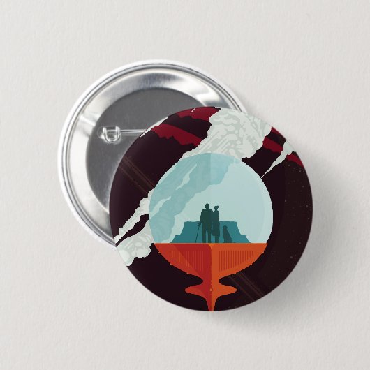 Retro Space Poster-Cassini missie naar Saturnus Ronde Button 5,7 Cm (Voorkant /achterkant)