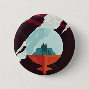 Retro Space Poster-Cassini missie naar Saturnus Ronde Button 5,7 Cm