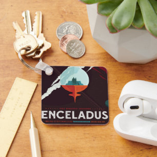 Retro Space Poster-Cassini missie naar Saturnus Sleutelhanger