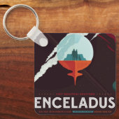 Retro Space Poster-Cassini missie naar Saturnus Sleutelhanger (Voorkant)