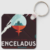 Retro Space Poster-Cassini missie naar Saturnus Sleutelhanger (Achterkant)