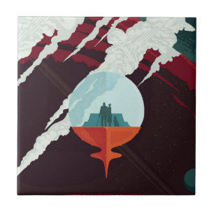 Retro Space Poster-Cassini missie naar Saturnus Tegeltje