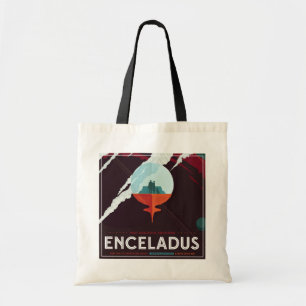 Retro Space Poster-Cassini missie naar Saturnus Tote Bag