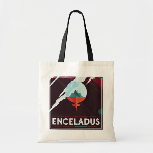 Retro Space Poster-Cassini missie naar Saturnus Tote Bag (Voorkant)