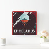Retro Space Poster-Cassini missie naar Saturnus Vierkante Klok (Huis)