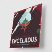 Retro Space Poster-Cassini missie naar Saturnus Vierkante Klok (Hoek)