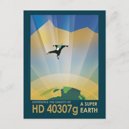 Retro Space Poster-De zwaartekracht van een Super  Briefkaart (Voorkant)
