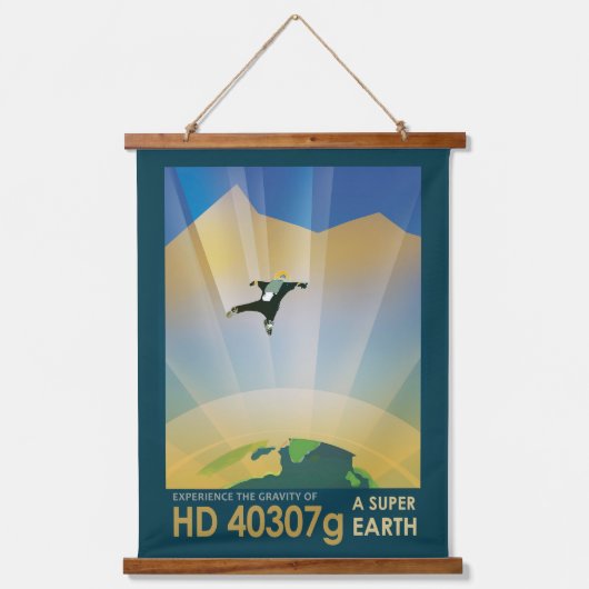 Retro Space Poster-De zwaartekracht van een Super  Hangend Wandkleed (Voorkant)