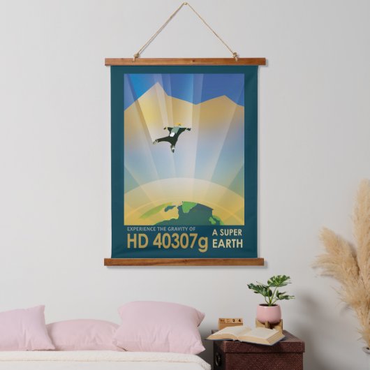 Retro Space Poster-De zwaartekracht van een Super  Hangend Wandkleed (Slaapkamer)