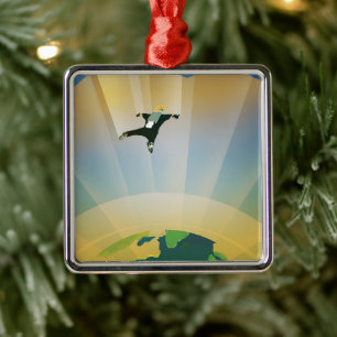 Retro Space Poster-De zwaartekracht van een Super Metalen Ornament