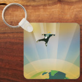 Retro Space Poster-De zwaartekracht van een Super Sleutelhanger (Voorkant)