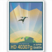 Retro Space Poster-De zwaartekracht van een Super  Sticker (Voorkant)