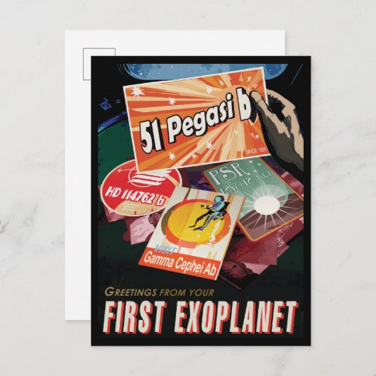 Retro Space Poster-Exoplanet Discovery 51 Pegasi B Briefkaart (Voorkant / Achterkant)