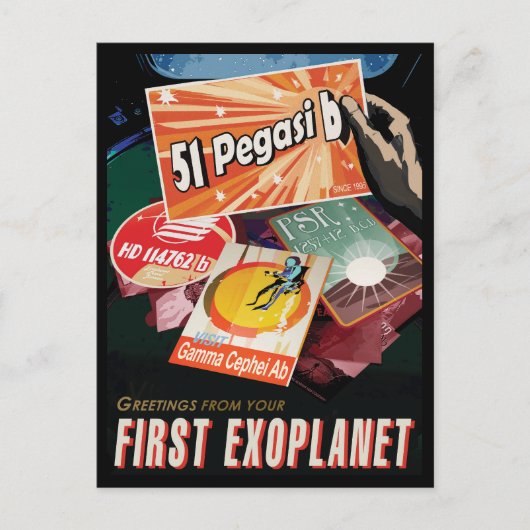 Retro Space Poster-Exoplanet Discovery 51 Pegasi B Briefkaart (Voorkant)