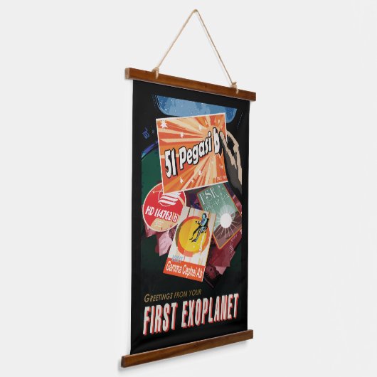 Retro Space Poster-Exoplanet Discovery 51 Pegasi B Hangend Wandkleed (Gebogen)