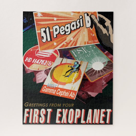 Retro Space Poster-Exoplanet Discovery 51 Pegasi B Legpuzzel (Verticaal)