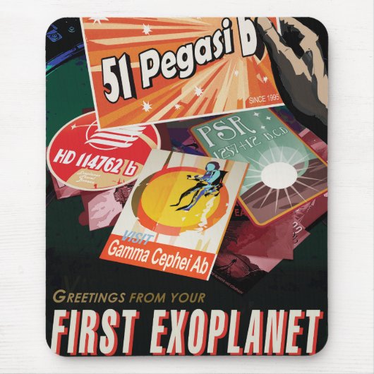 Retro Space Poster-Exoplanet Discovery 51 Pegasi B Muismat (Voorkant)