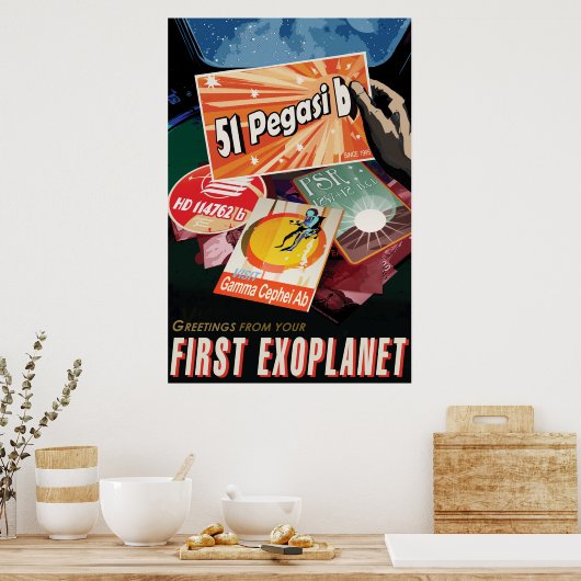 Retro Space Poster-Exoplanet Discovery 51 Pegasi B Poster (Keuken)