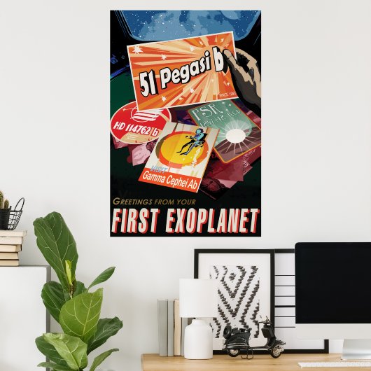 Retro Space Poster-Exoplanet Discovery 51 Pegasi B Poster (Thuiskantoor)