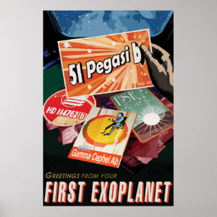 Retro Space Poster-Exoplanet Discovery 51 Pegasi B Poster