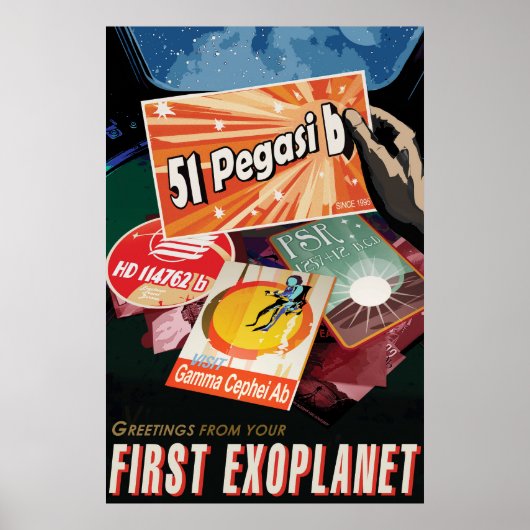 Retro Space Poster-Exoplanet Discovery 51 Pegasi B Poster (Voorkant)
