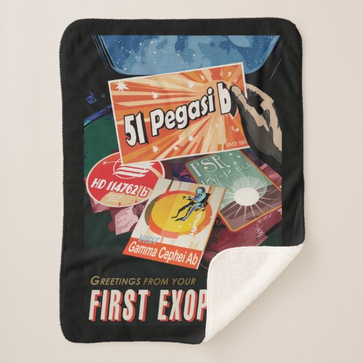Retro Space Poster-Exoplanet Discovery 51 Pegasi B Sherpa Deken (Voorkant)