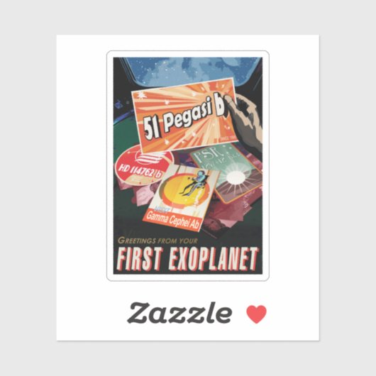 Retro Space Poster-Exoplanet Discovery 51 Pegasi B Sticker (Vel)