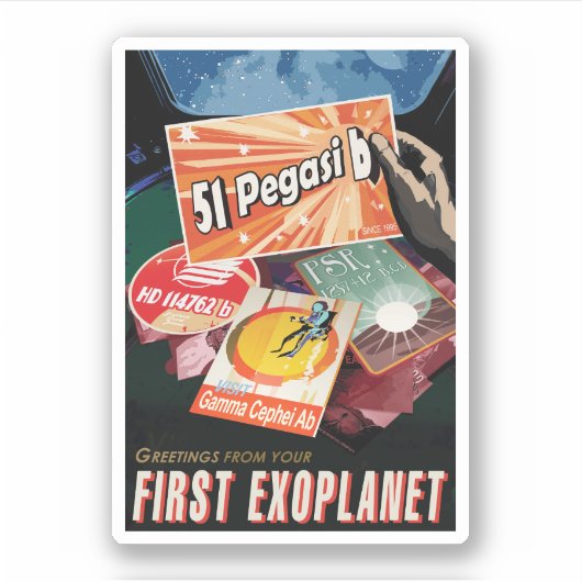 Retro Space Poster-Exoplanet Discovery 51 Pegasi B Sticker (Voorkant)