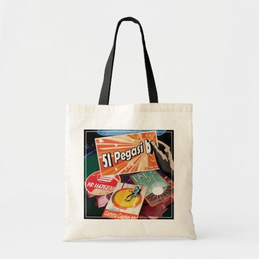 Retro Space Poster-Exoplanet Discovery 51 Pegasi B Tote Bag (Voorkant)