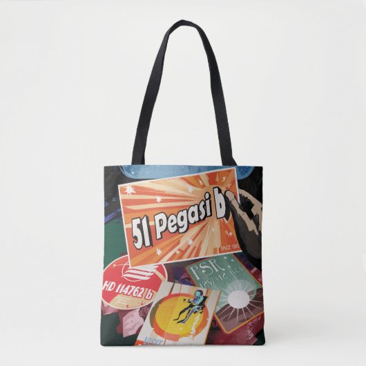 Retro Space Poster-Exoplanet Discovery 51 Pegasi B Tote Bag (Voorkant)