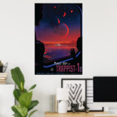Retro Space Poster - Kijkers observeren trappist-1 (Thuiskantoor)