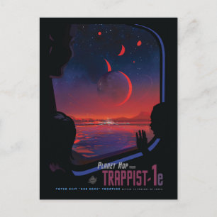Retro Space Poster - Kijkers observeren trappist-1 Briefkaart