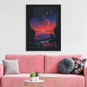 Retro Space Poster - Kijkers observeren trappist-1 Canvas Afdruk (Insitu (Woonkamer))