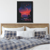 Retro Space Poster - Kijkers observeren trappist-1 Canvas Afdruk (Insitu (Slaapkamer))