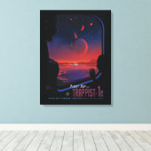 Retro Space Poster - Kijkers observeren trappist-1 Canvas Afdruk (Insitu (Houten vloer))