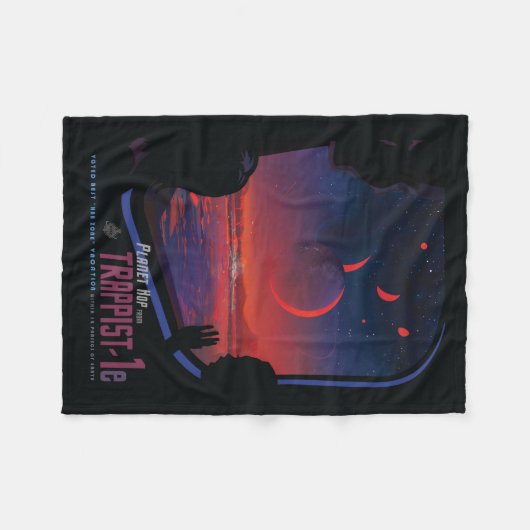 Retro Space Poster - Kijkers observeren trappist-1 Fleece Deken (Voorkant (Horizontaal))