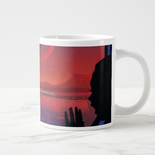 Retro Space Poster - Kijkers observeren trappist-1 Grote Koffiekop (Rechts)